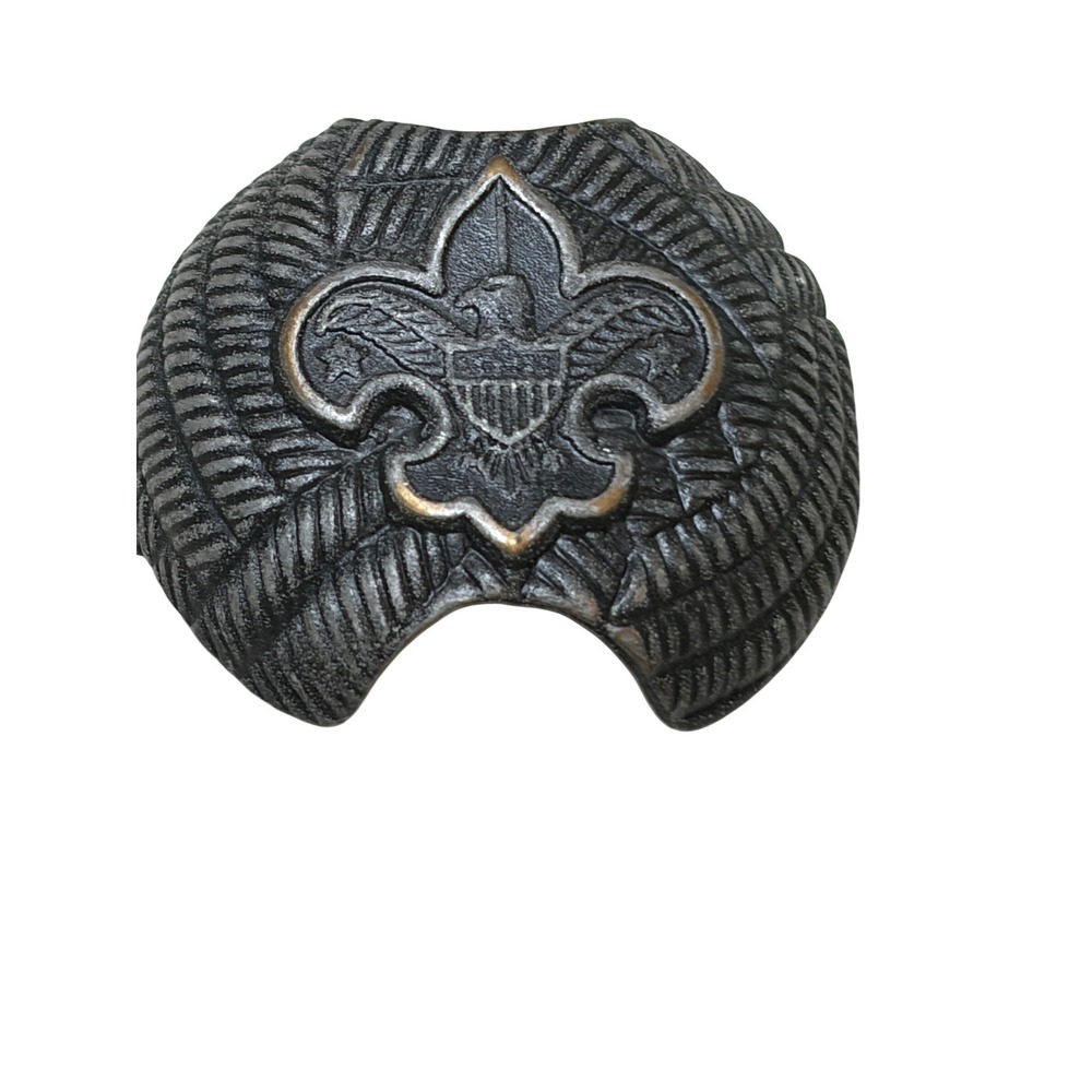Vintage Boy Scouts of America BSA Neckerchief Slide Fleur De Lis Metal Eagle